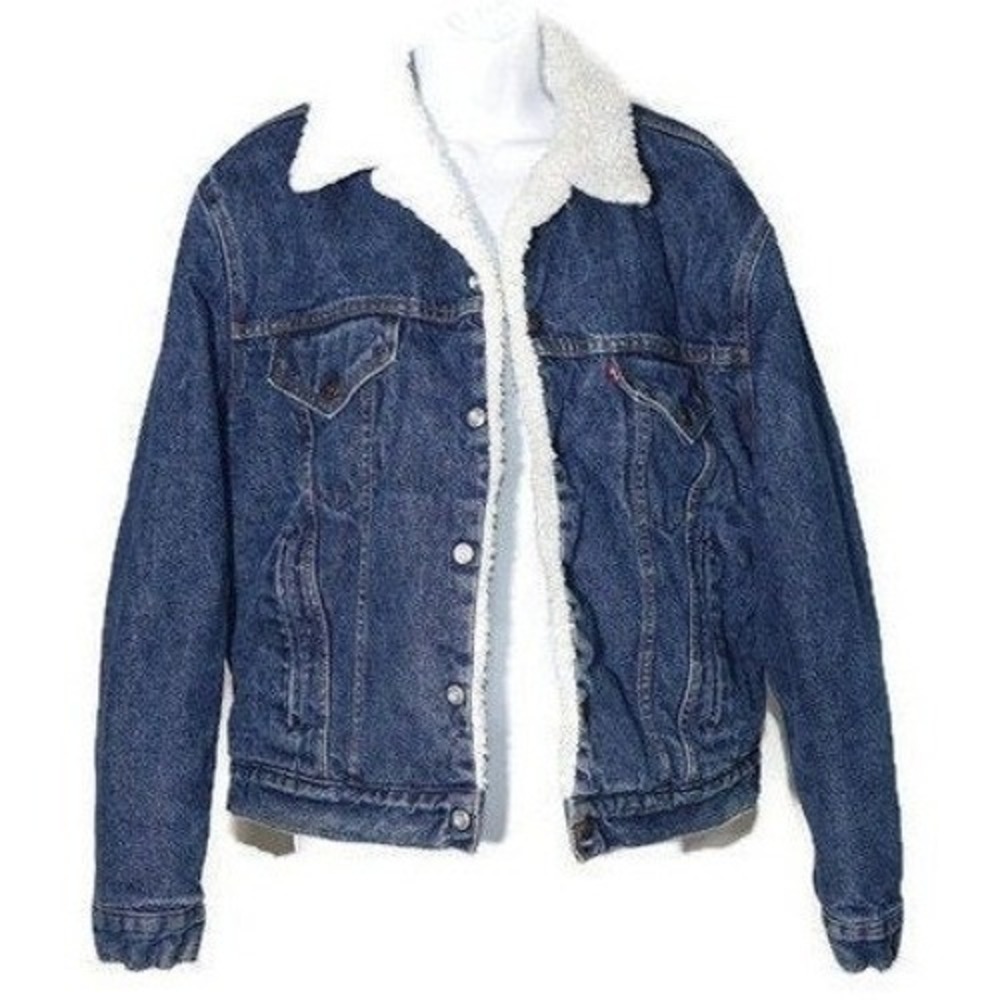 Levi's Trucker Jacket Men 44R Blue Vintage Sherpa Lined Made in USA‎ Denim